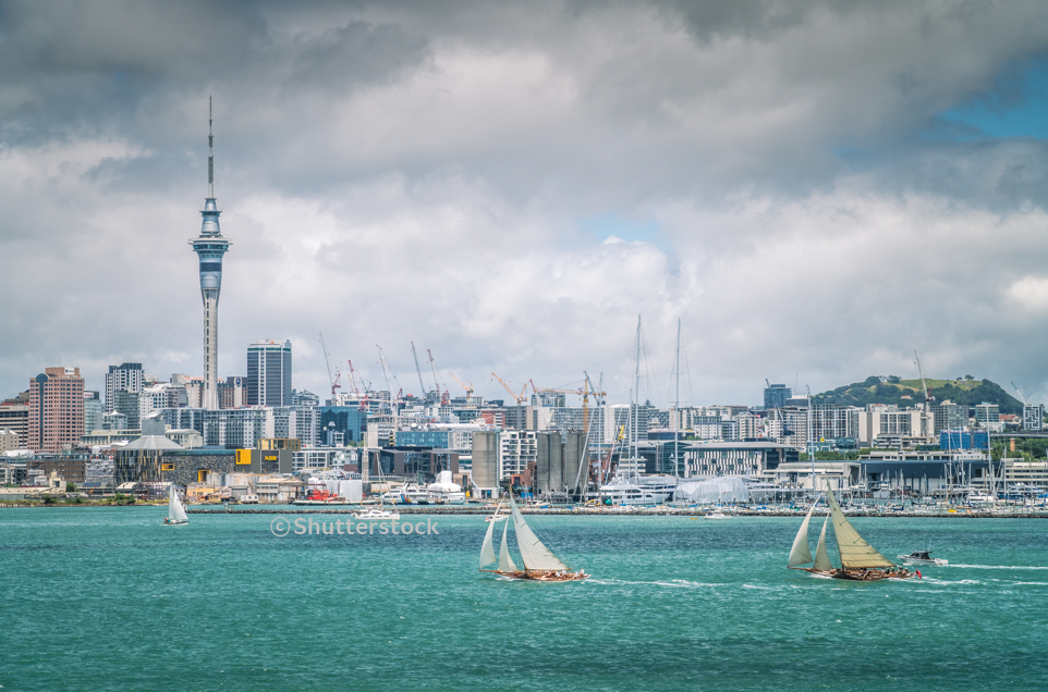바다에서 요트가 경주를 벌이고 있다.